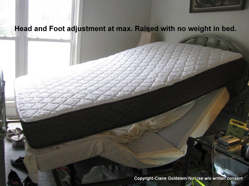 Shows how an improper mattress doesn't work on an adjustable bed