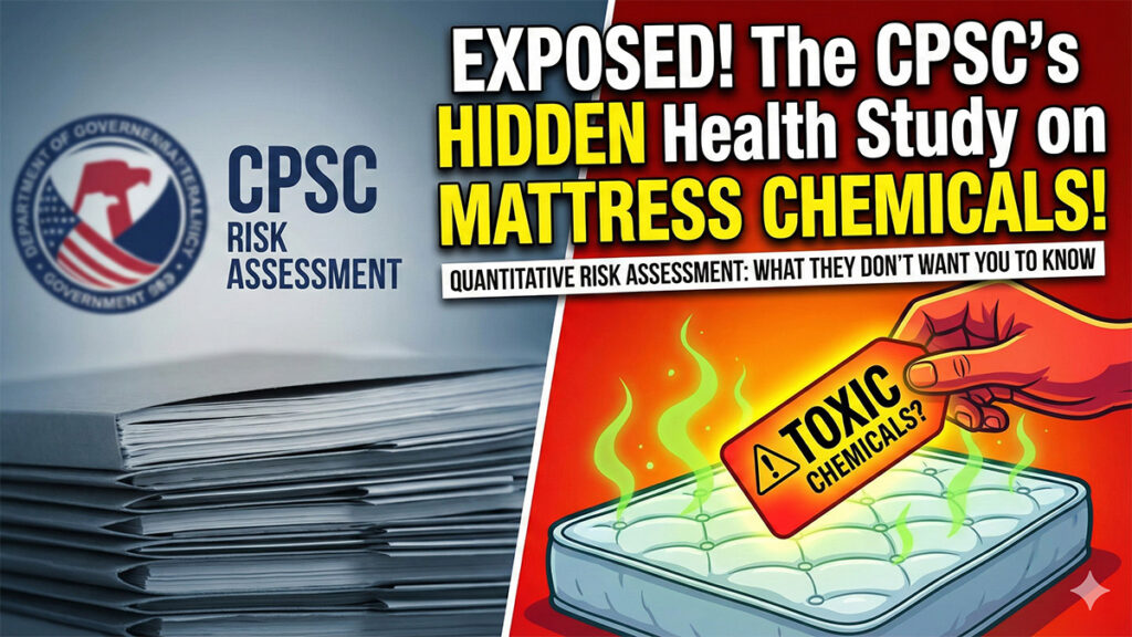 CPSC quantitative risk assessment graphic exposing the hidden health effects and toxicity of fire retardant chemicals used in mattresses