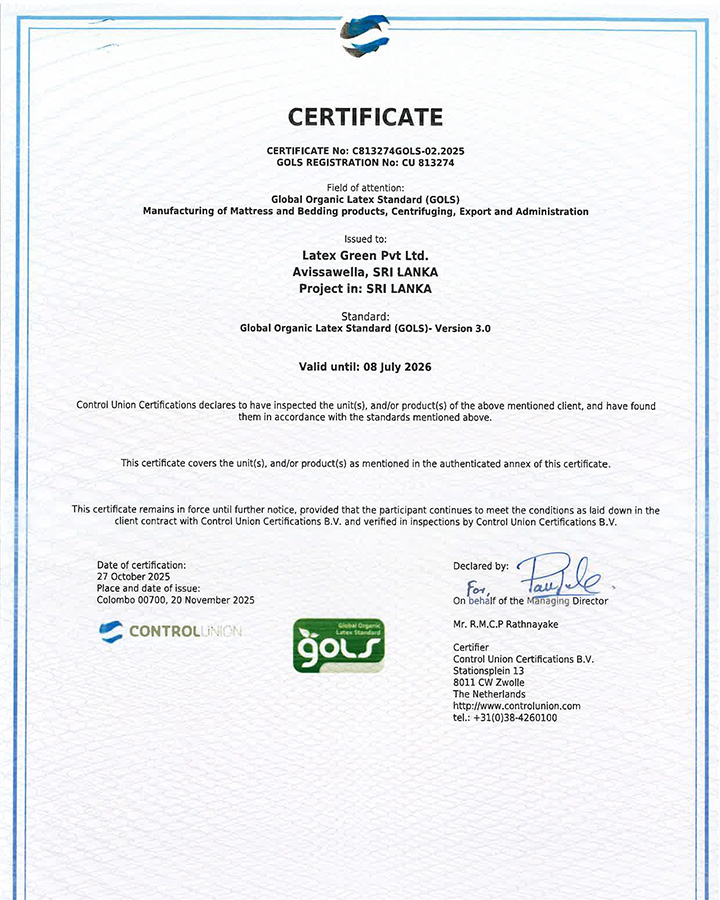 GOLS Latex Certification